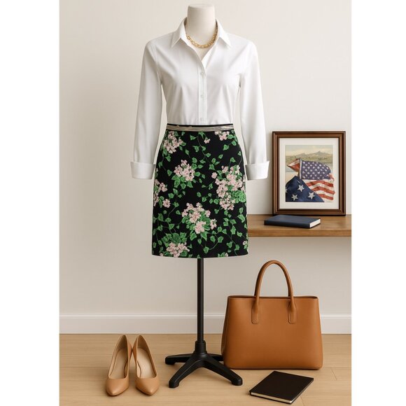 Talbots The Oprah Magazine Collection Hydrangea Pencil Skirt | Women Size 8 - Picture 2 of 10
